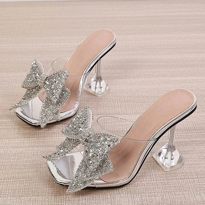 Bowknot Heel Peep Toe Slide