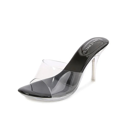 Crystal Heel Peep Toe Slide 6